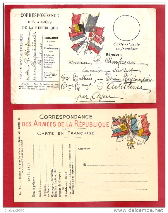 CARTE 7 DRAPEAUX AU CENTRE TOULOUSE Vers AGEN  1914 +UNE NEUVE MODELE A    2 SCANS - Lettres & Documents