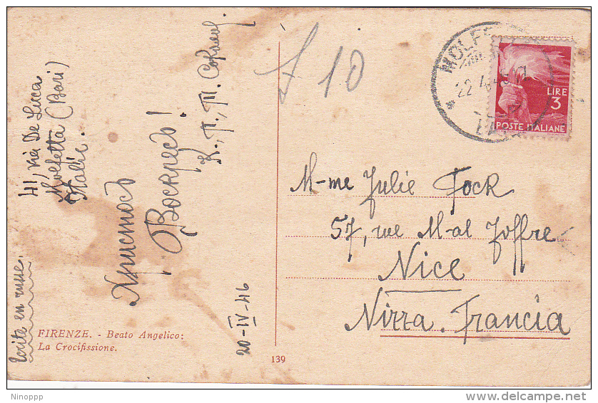 Italia 1946 Cartolina Usata In Luogotenenza, Firenze Beato Angelico, Spedita In Francia - World