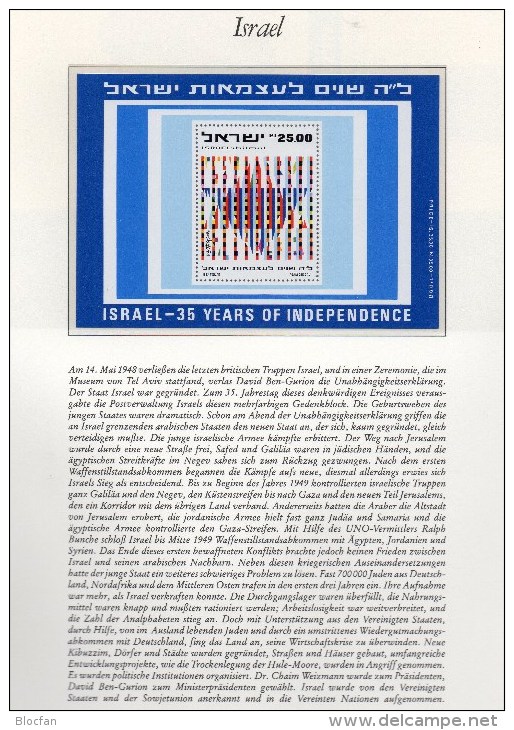 Graphik David-Stern 35Jahre Unabhängigkeit 1983 Israel GBl+Block 23 ** 6€ Künstler Agam Art Blocs History Sheets Bf Asia - Unused Stamps (without Tabs)