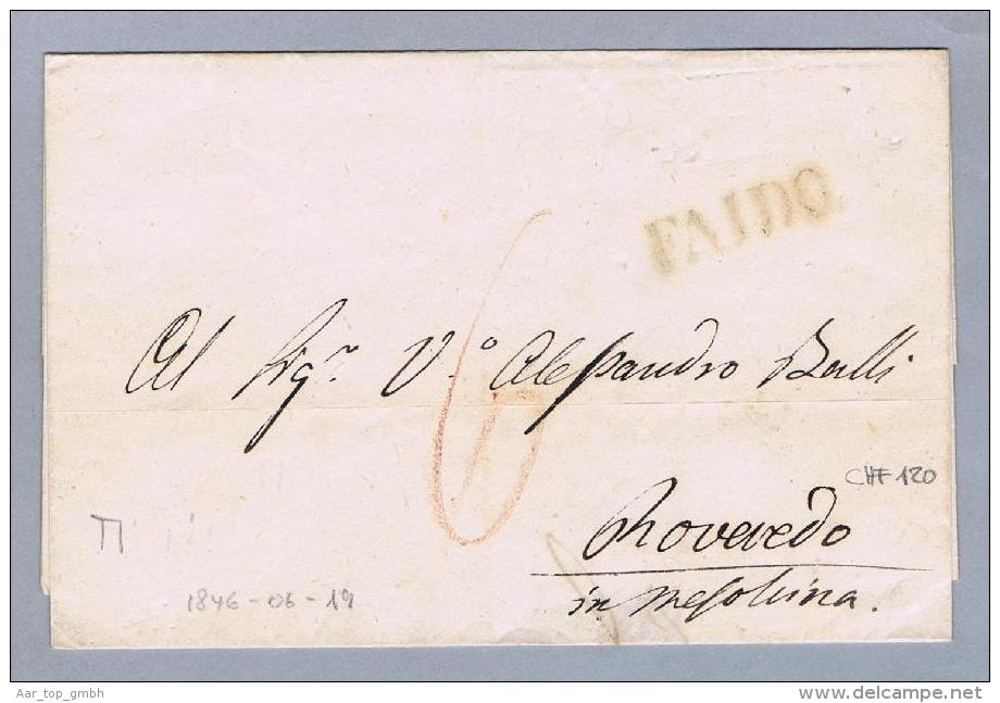 Heimat TI Faido 1846-06-19 Lang-O Brief Nach Roveredo - 1843-1852 Federal & Cantonal Stamps