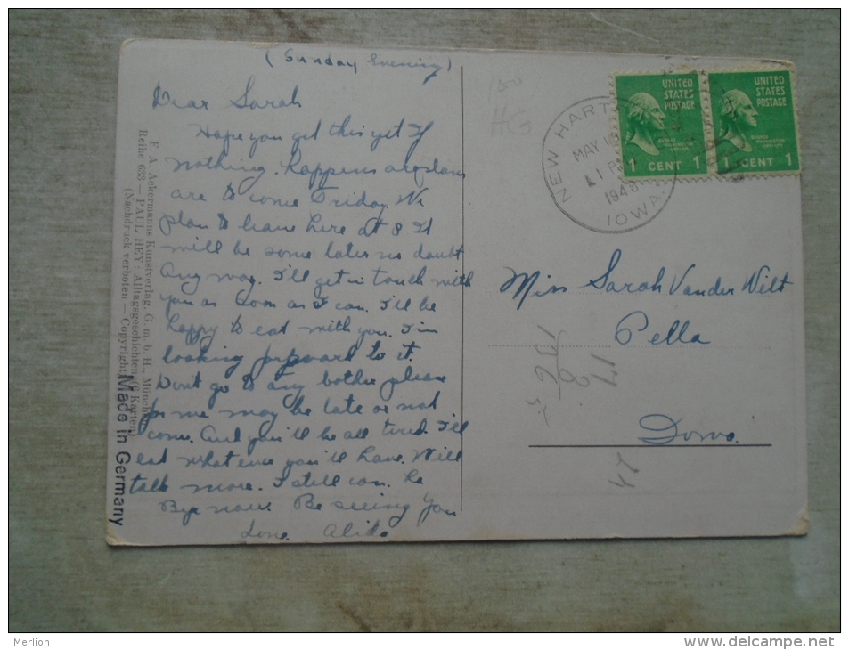 Paul HEY - Morgensonne - Postal Handstamp  New Hartforg  IOWA  1948       D136189 - Hey, Paul