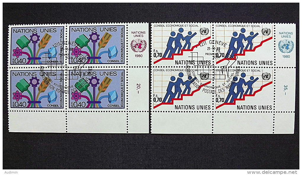 UNO-Genf 94/5 Eckrandviererblock ´D´, Oo/ESST, Wirtschafts- Und Sozialrat Der Vereinten Nationen (ECOSOC) - Used Stamps