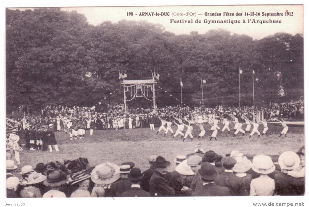 198- ARNAY-le-DUC -Grandes Fêtes Des 14-15-16 Sept. 1912-Festival De Gymnastique à L'Arquebuse-sans éd. - Aignay Le Duc