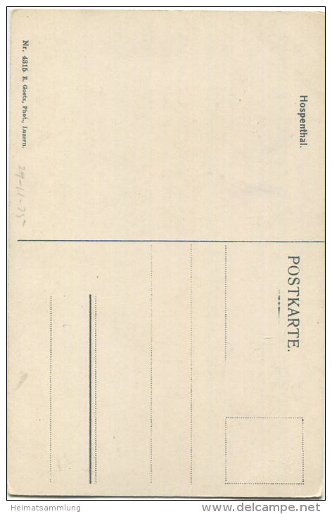 Hospenthal - Verlag E. Goetz Luzern - Autres & Non Classés