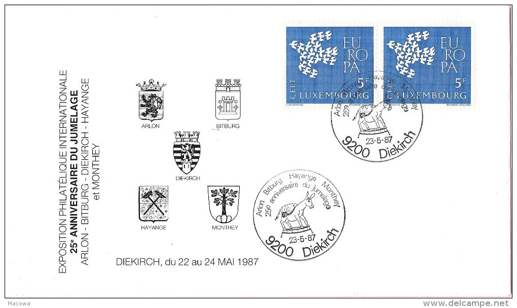 Arlon Bitburg Diekirch Hayange Monthey 1987 - Maschinenstempel (EMA)