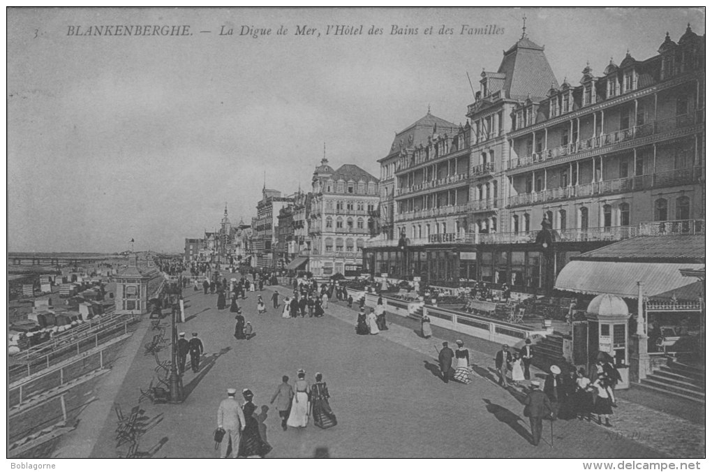 Blankenberghe -la Digue De Mer, L'hôtel Des Bains Et Des Familles - Blankenberge