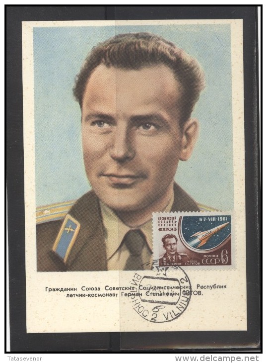 RUSSIA USSR Private Maximum Card LITHUANIA VILNIUS VNO-klub-068 Space Exploration TITOV - Lokal Und Privat