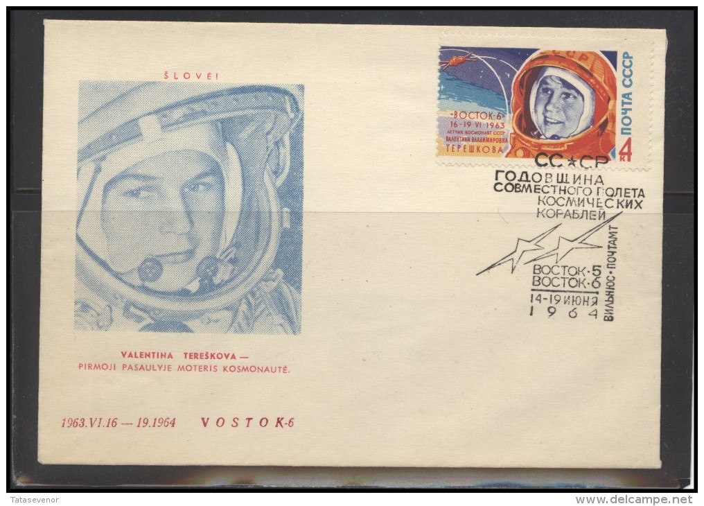 RUSSIA USSR Private Envelope LITHUANIA VILNIUS VNO-klub-069 Space Exploration Women Tereshkova - Locali & Privati