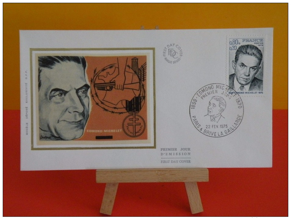 FDC- Edmont Michelet - Paris & Brive La Gaillarde - 22.2.1975 - 1er Jour, - 1970-1979