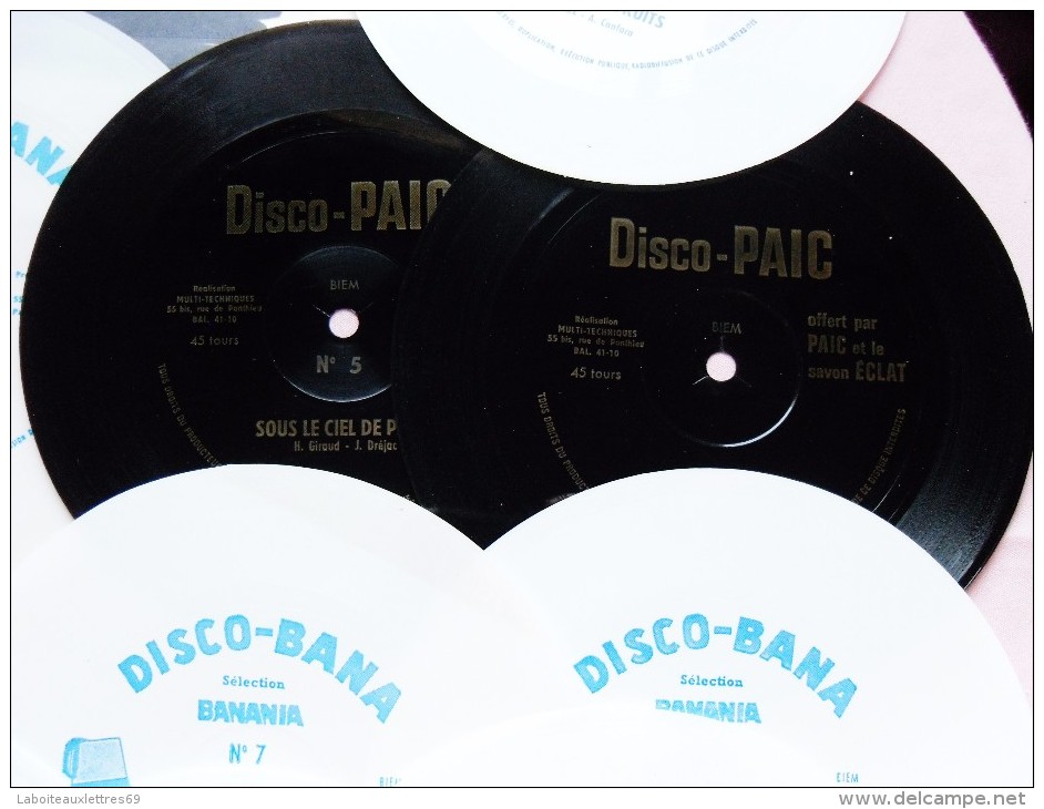 POCHETTE DE 14 DISQUES SOUPLES NOIR/BLANC-45 T-DISCO-BANA PUB. BANANIA-14 TITRES - Advertising