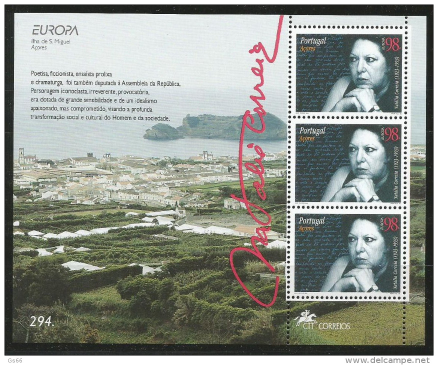 1996, Azoren, 456 C, Block 15,  Europa: Frauen . MNH - Azores