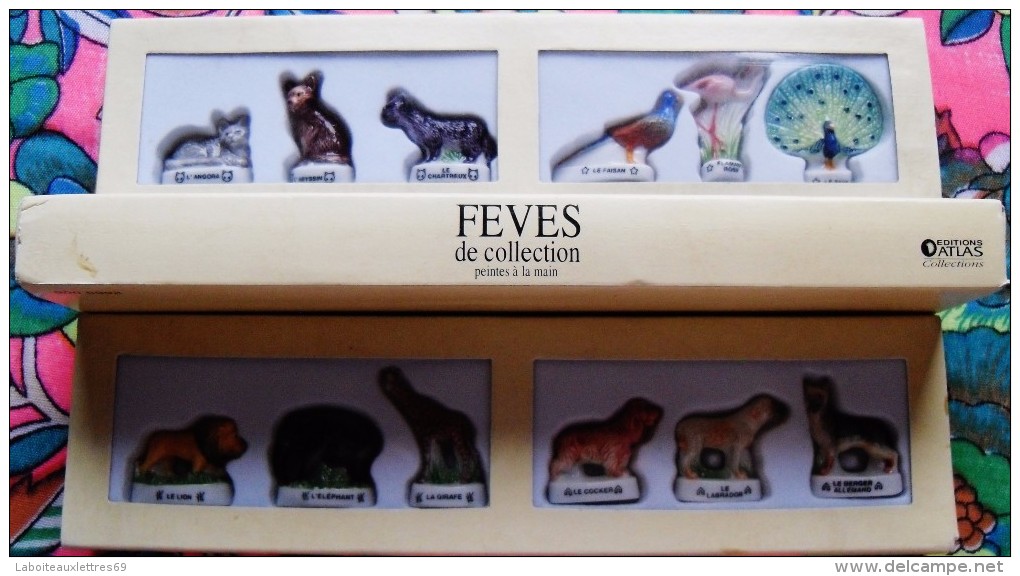 LOT 3 SERIES COMPLETES DE FEVES DE COLLECTION EDITIONS ATLAS - ANIMAUX -18 FEVES - Dieren