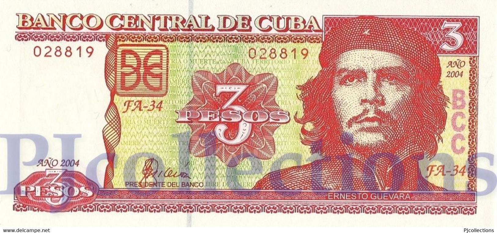 BANCO NACIONAL 3 PESOS 2004 PICK 127a UNC - Cuba