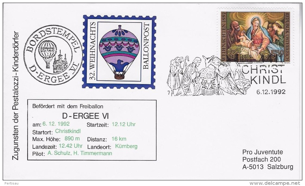 Christkindl Ballonpost 32-1992 - Lettres & Documents