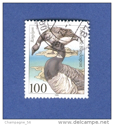 ALLEMAGNE RÉPUBLIQUE  FÉDÉRALE 1991 N° 1369 OISEAUX DE MER BRANTA BERNICLA OBLITÉRÉ YVERT 1.20 € - Oies