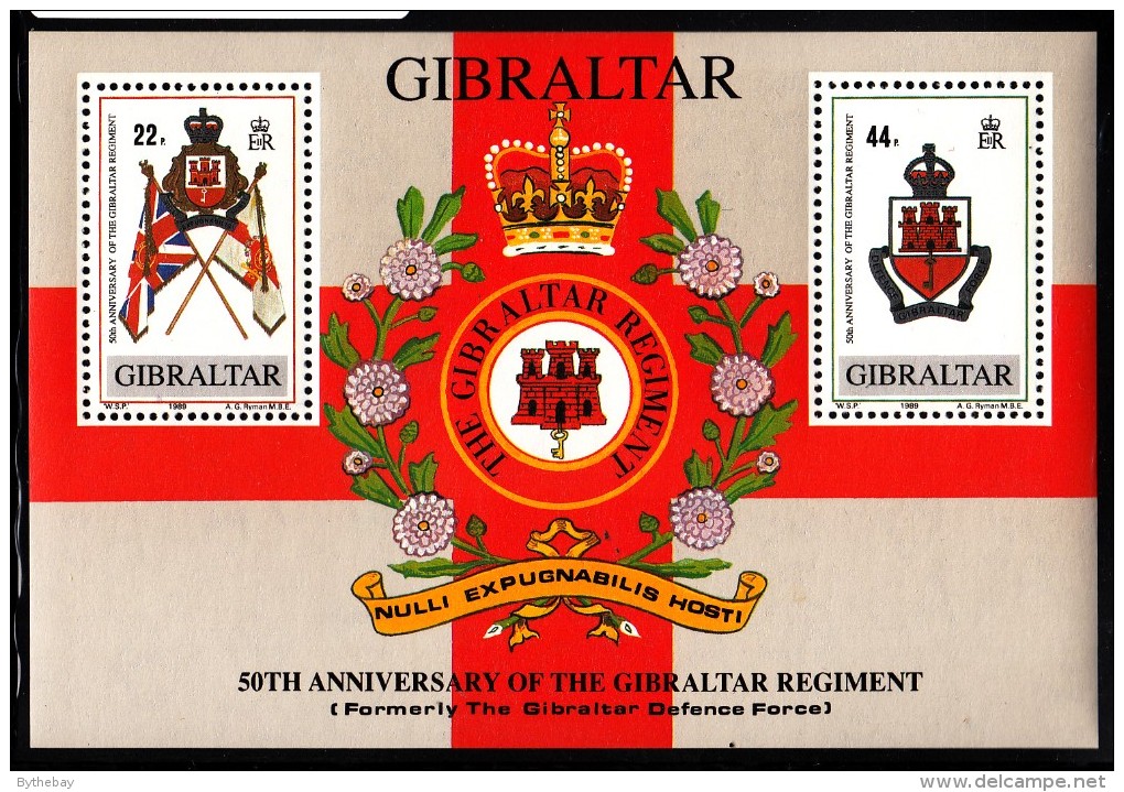 Gibraltar MNH Scott #548 Souvenir Sheet Of 2 Gibraltar Regiment 50th Anniversary - Militaria
