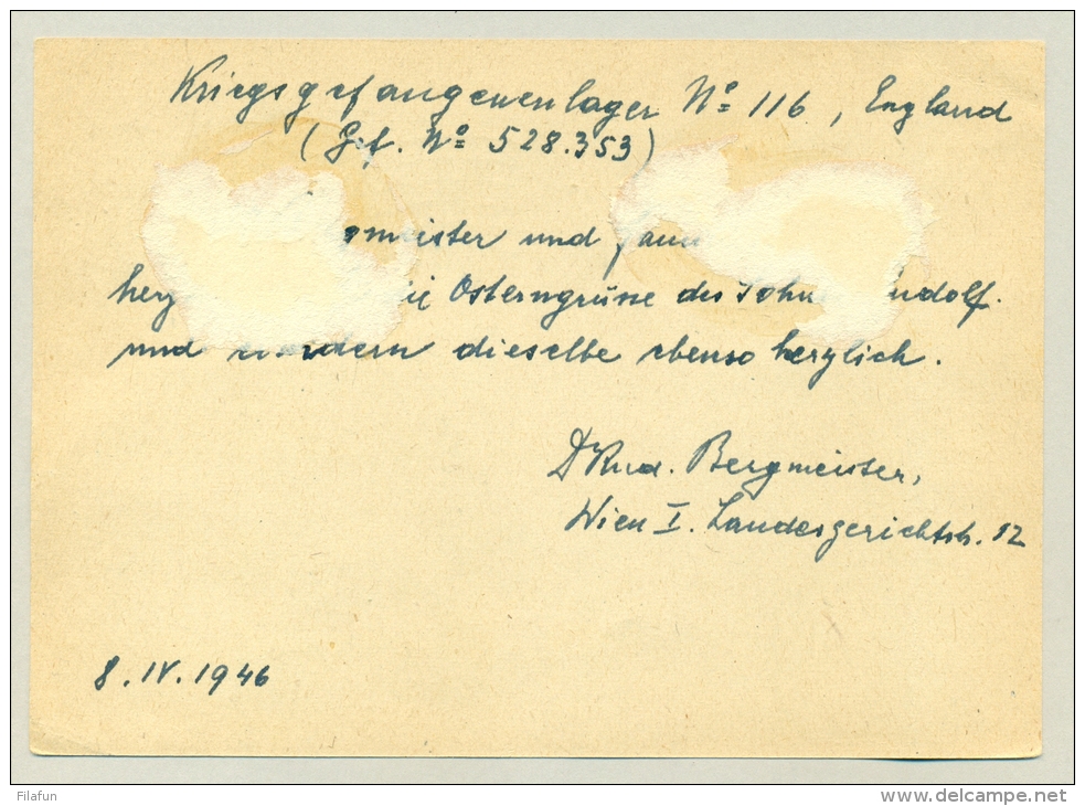 Österreich - 1946 - Britische Prüfstelle 0739 On Postkarte To Graz - Briefe U. Dokumente