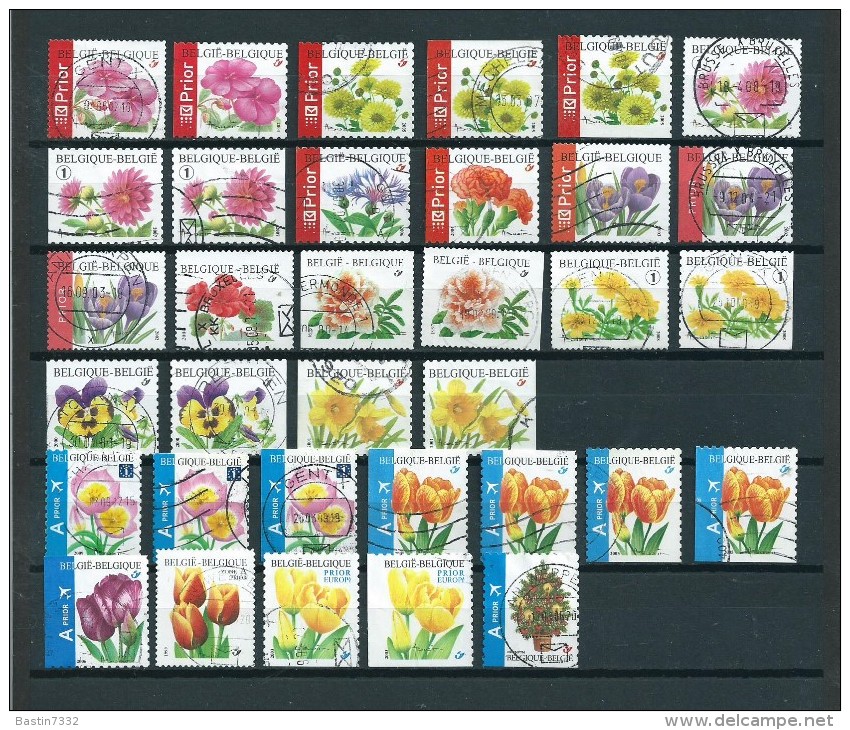 Belgium/België 34x Flowers,all Different Types Used/gebruikt/oblitere - Verzamelingen (zonder Album)