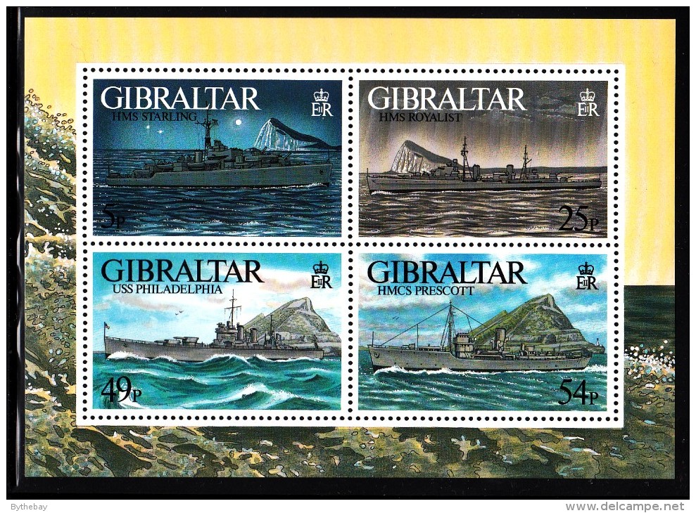 Gibraltar MNH Scott #714 Souvenir Sheet Of 4 Warships - WWII - Gibraltar