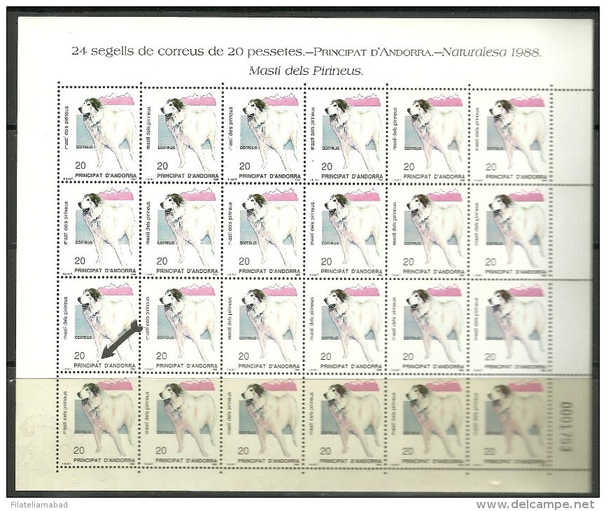 ANDORRA- HOJA ENTERA 24 SELLOS VARIEDAD   PUNTO ROJO DEBAJO DE LA PATA..(C.H.C.01.16) - Unused Stamps