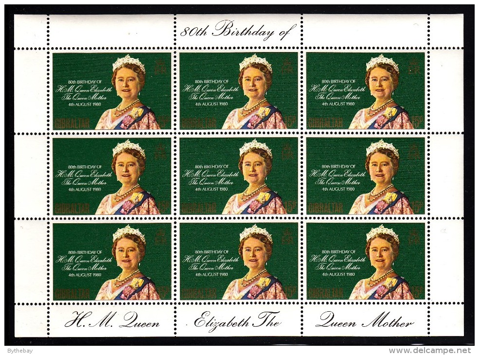 Gibraltar MNH Scott #393 Minisheet Of 9 15p Queen Mother's 80th Birthday - Gibraltar