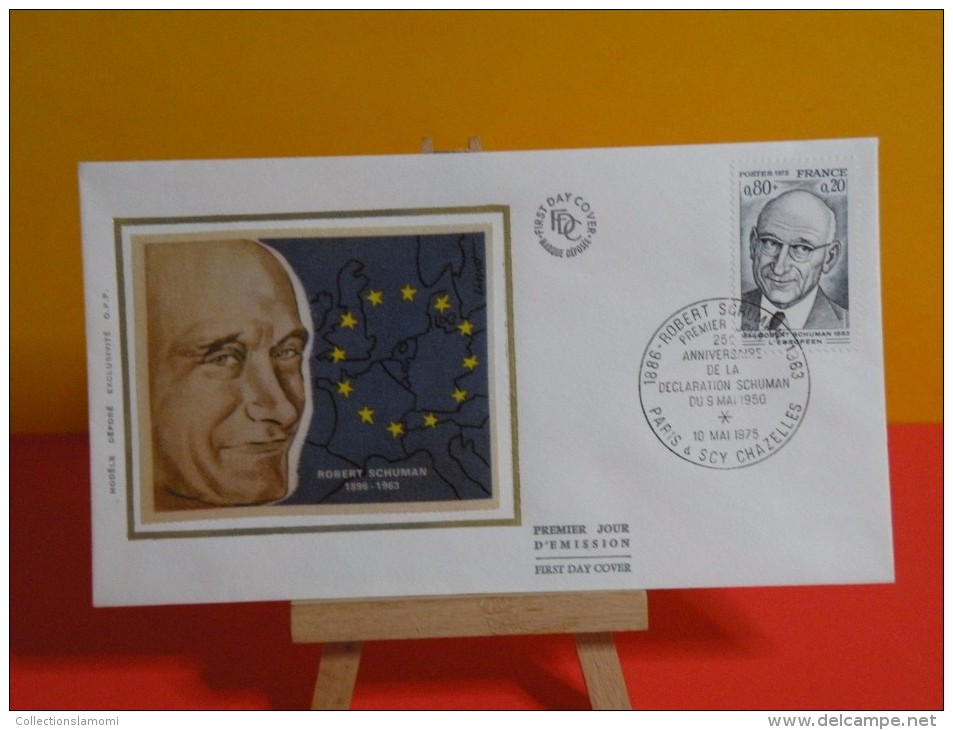 FDC- Robert Schuman - Paris & Scy Chazelles - 10.5.1975 - 1er Jour, - 1970-1979