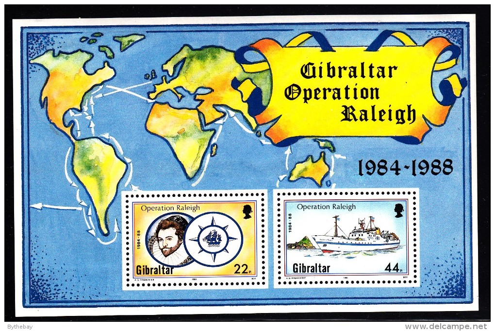 Gibraltar MH Scott #539 Souvenir Sheet Of 2 Operation Raleigh - 400th Anniversary Of Raleigh´s Voyage To New World - Gibraltar