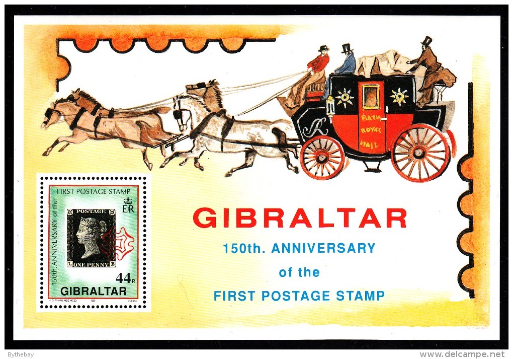 Gibraltar MNH Scott #573 Souvenir Sheet 44p 150th Anniversary Of The Penny Black - Gibraltar