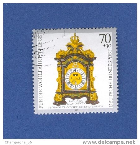 1992 N° 1464 PETITE HORLOGE A DONNÉES GÉOGRAPHIQUES ASTRONOMIQUES 70 P + 30 P OBLITÉRÉE  YVERT TELLIER 1.80 € - Gebraucht