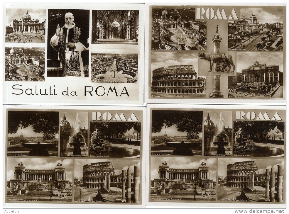 SALUTI DA ROMA  -  4 CPM DIVERSES  1940 / 50 - Colecciones & Lotes