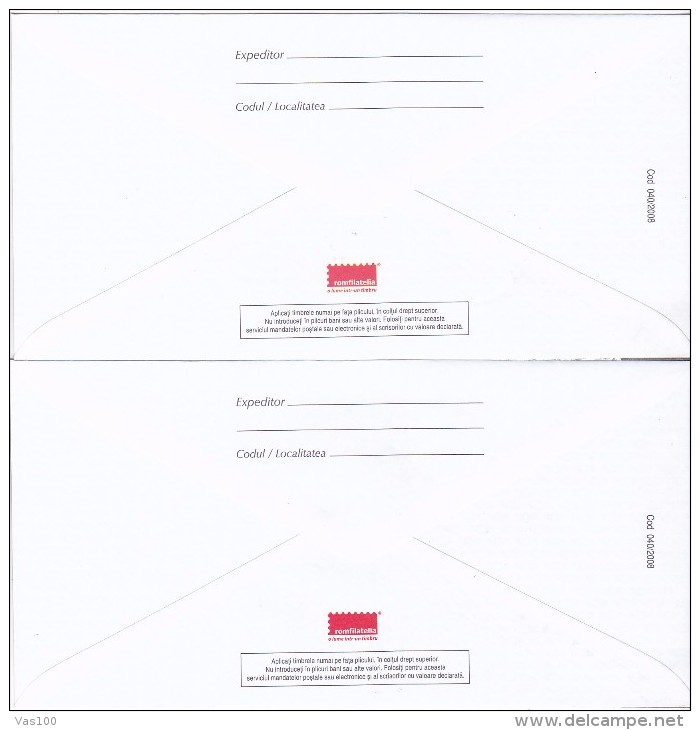 CATHEDRAL ALBA IULIA,GREAT UNION 2008 COVERS  STATIONERY ,ERROR, Different Color, ROMANIA. - Plaatfouten En Curiosa