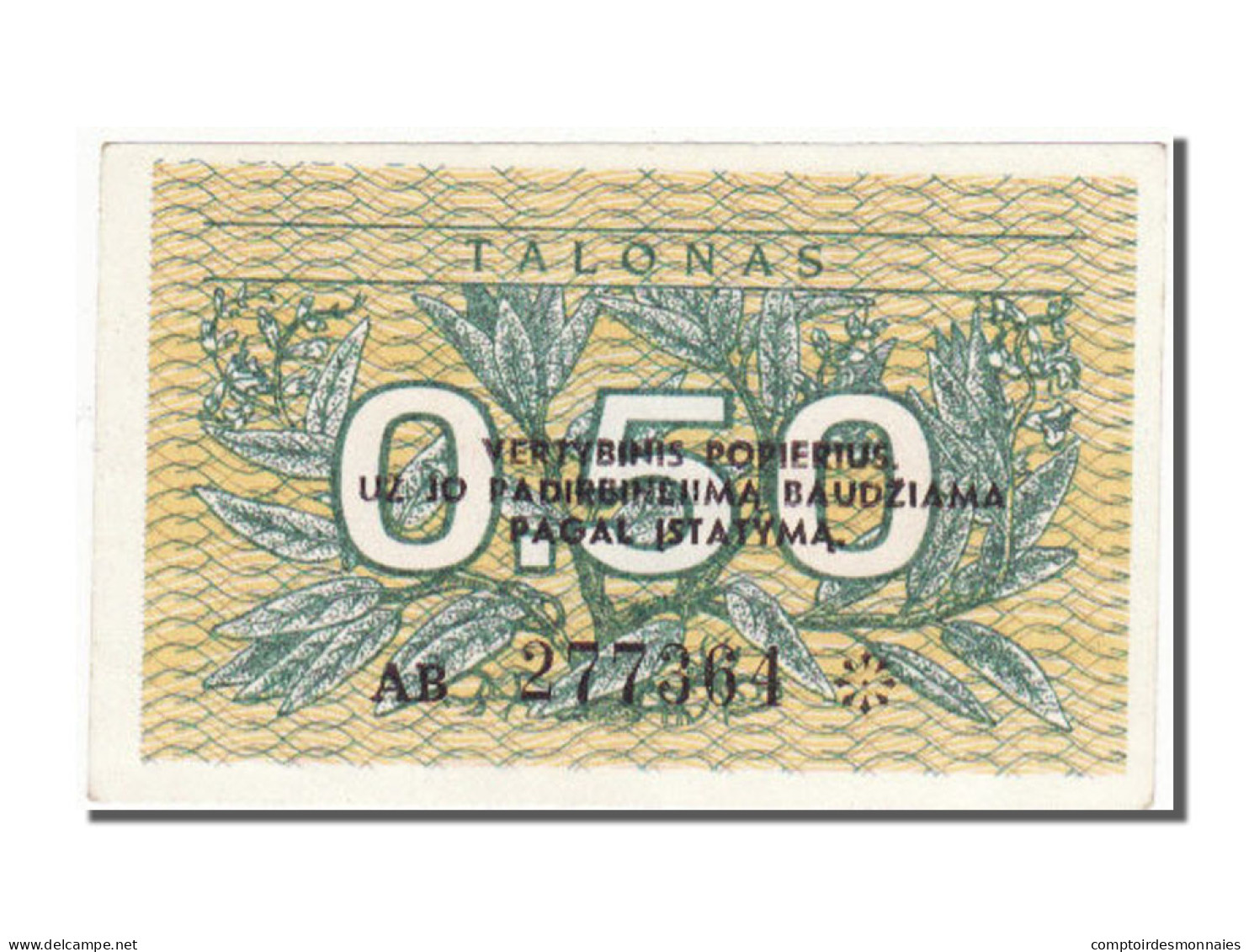 Billet, Lithuania, 0.50 Talonas, 1991, NEUF - Litouwen
