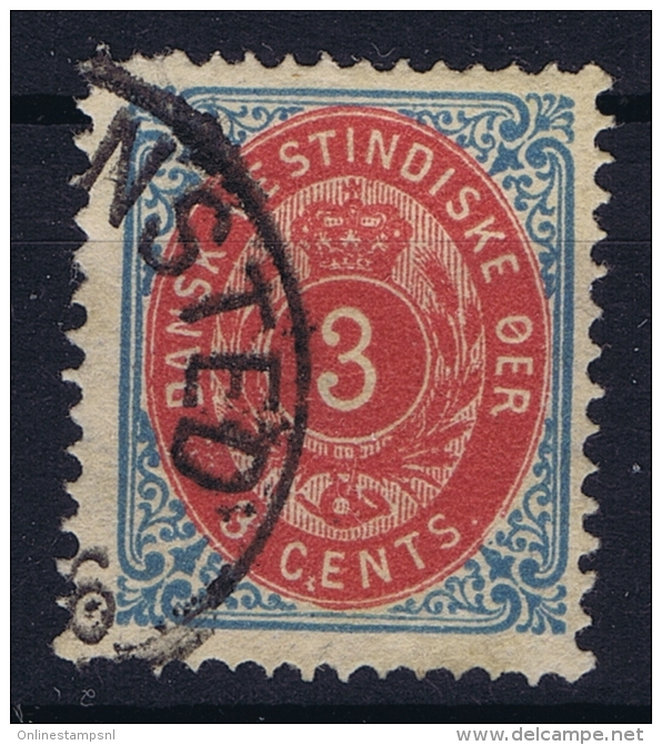 Denmark: Danish West Indies  Mi Nr 6 II  Used  Rahmen Kopfstehend. - Dänische Antillen (Westindien)