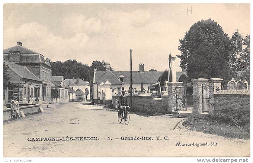 Campagne Lès Hesdin   62     Grande  Rue . Cimetière. Cycliste - Sonstige & Ohne Zuordnung