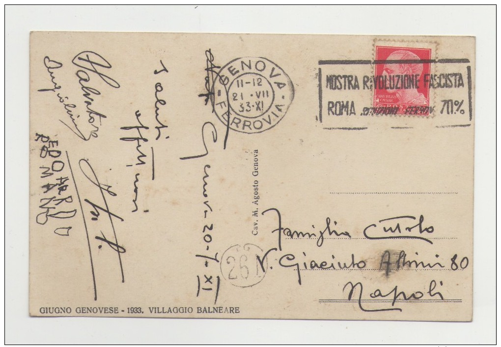 Cartolina Paesaggistica Di Genova Villaggio Balneare - Viaggiata 1933 - Genova (Genoa)