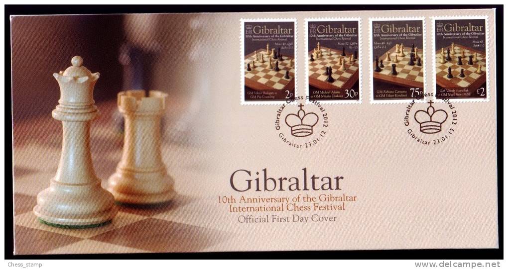 Gibraltar - Schach Chess - 2012 - Internationales Schachfestival - ETB FDC -MiNr 1457-1460 - Schach