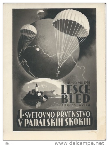 Sport Announcements RE000027 - Slovenija (Slovenia) Bled (Veldes) Lesce 1st World Parachuting Champinship 1951 - Other & Unclassified