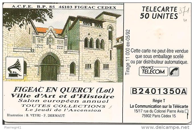 CARTE°-PUCE-PRIVEE-PUBLIC- 50U-EN371-GEMA-05/92-FIGEAC-CHARLES BOYER-R°Laqué-UTILISE-TBE - 50 Unités   