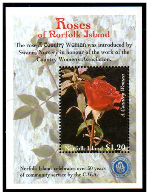 Norfolk Is. 686 Rose Souvenir Sheet From 1999 MNH               I CAN´T ACCEPT PAYPAL - Roses