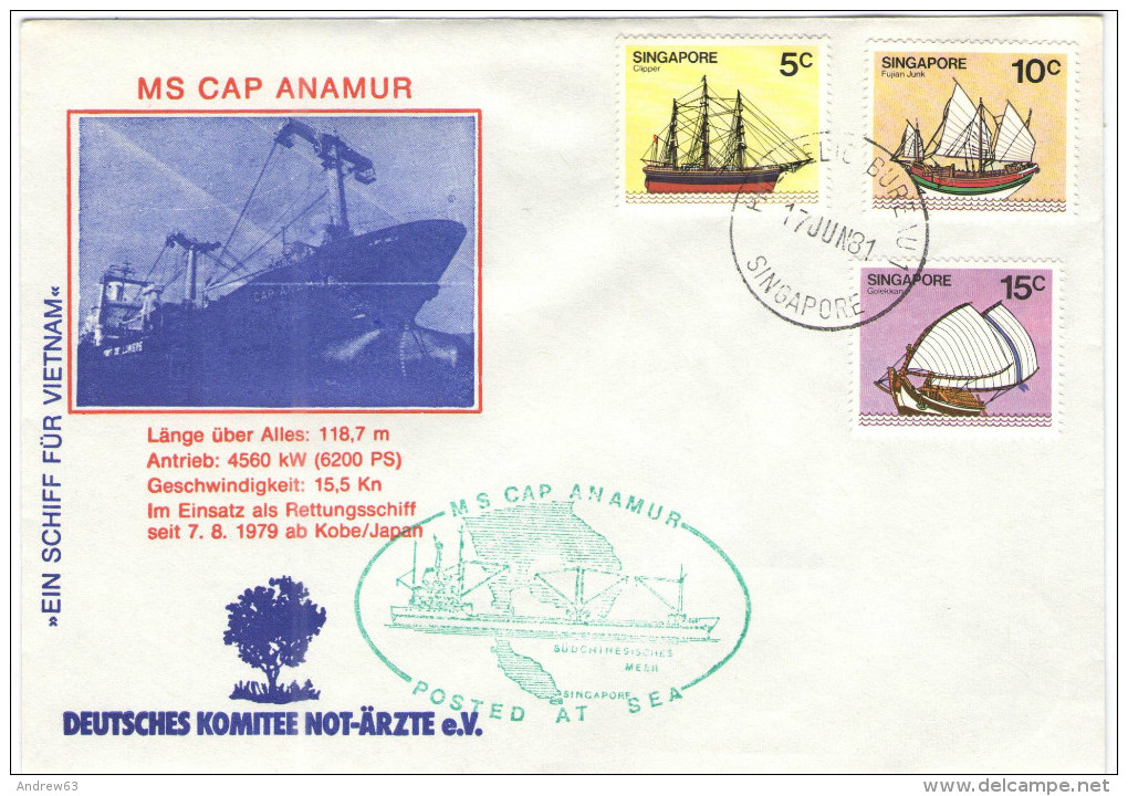 SINGAPORE - 1981 - Ships - MS CAP ANAMUR - Un Bateau Pour Le Viet-Nam - Singapore (1959-...)