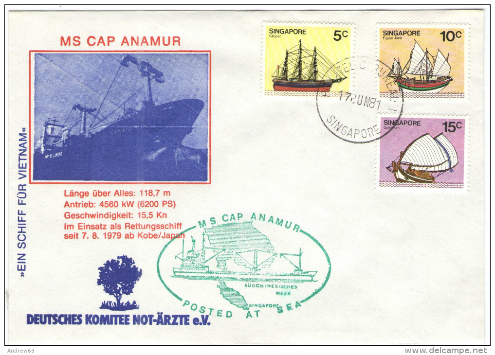 SINGAPORE - 1981 - Ships - MS CAP ANAMUR - Un Bateau Pour Le Viet-Nam - Singapore (1959-...)