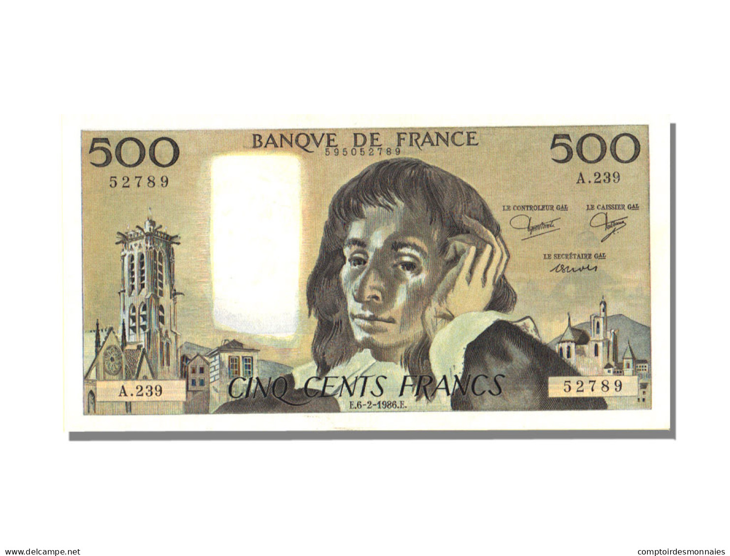 Billet, France, 500 Francs, 500 F 1968-1993 ''Pascal'', 1986, 1986-02-06, SUP - 500 F 1968-1993 ''Pascal''