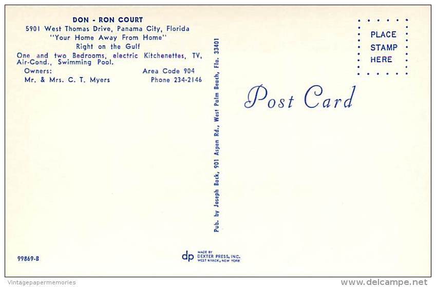 257639-Florida, Panama City, Don-Ron Court, Multi-View, 60s Cars, Joseph Back By Dexter Press No 99869-B - Panama City