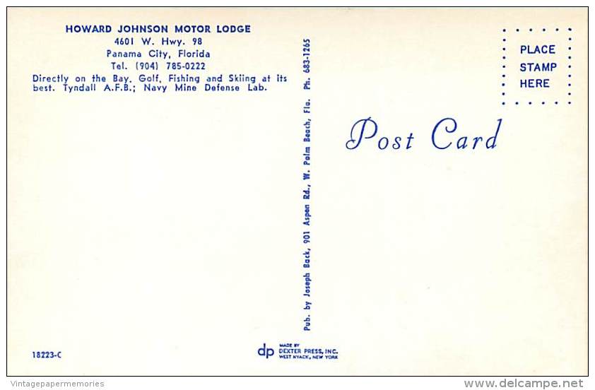 257645-Florida, Panama City, Howard Johnson Motor Lodge, Multi-View, Joseph Back By Dexter Press No 18223-C - Panama City