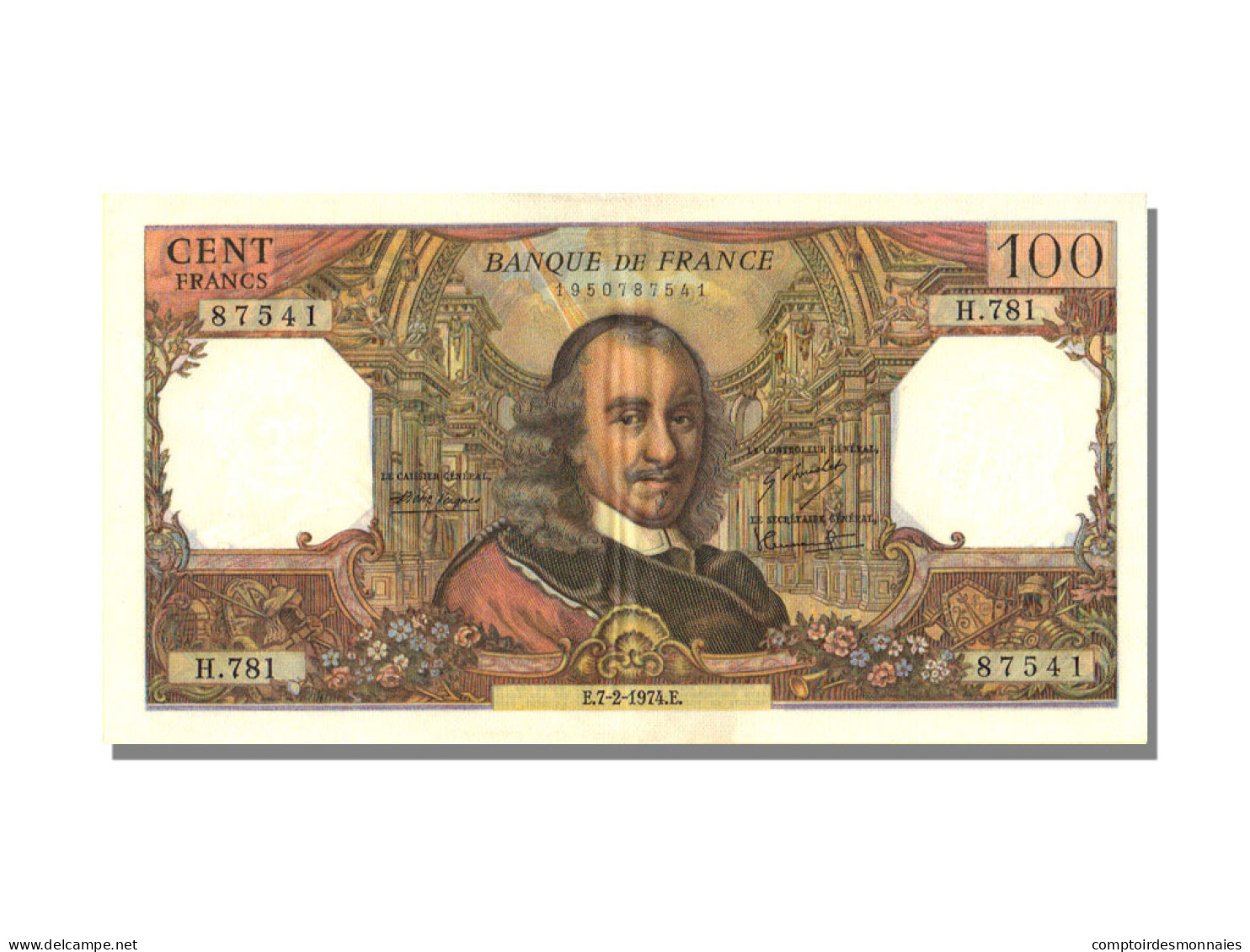 Billet, France, 100 Francs, 100 F 1964-1979 ''Corneille'', 1974, 1974-02-07 - 100 F 1964-1979 ''Corneille''