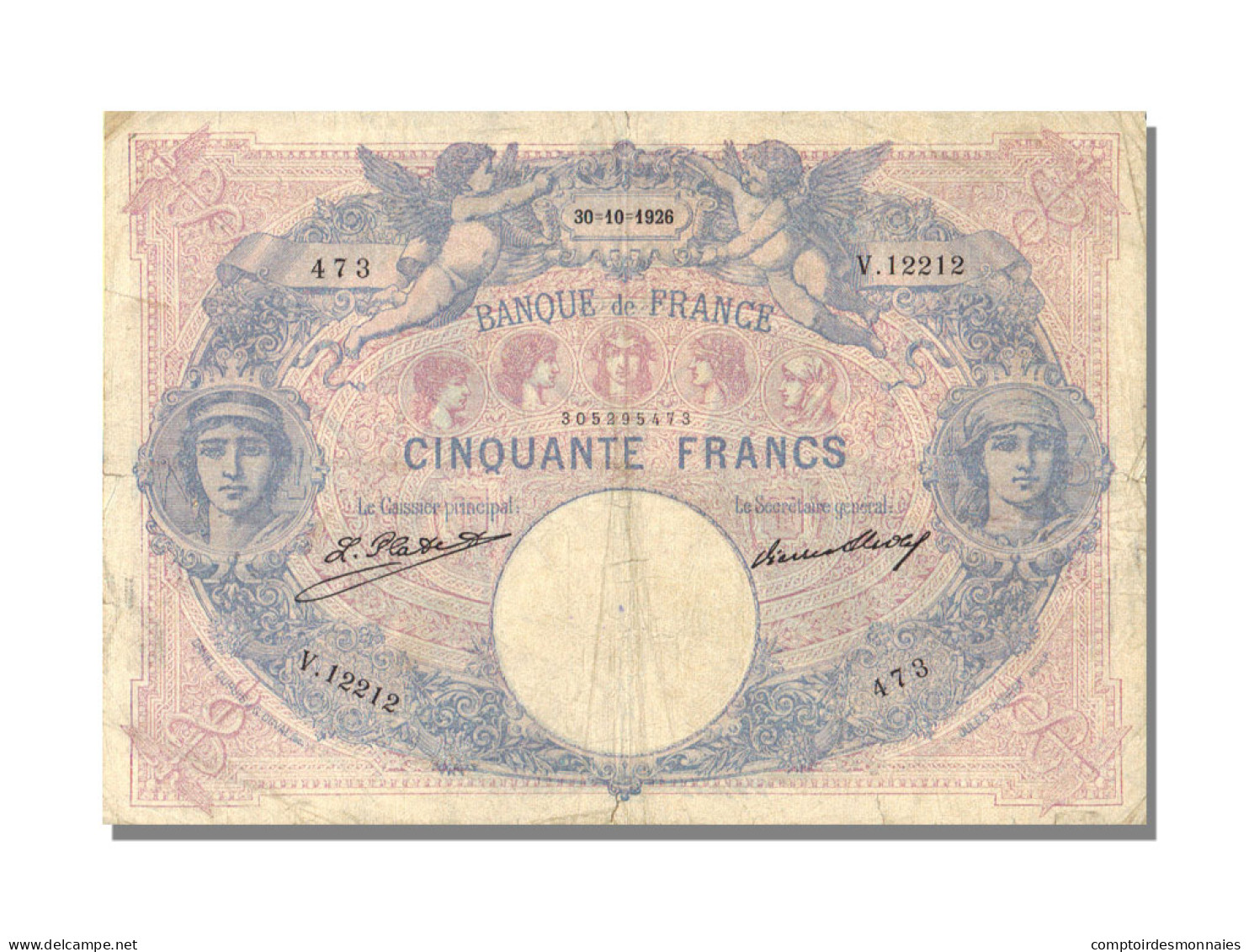 Billet, France, 50 Francs, 50 F 1889-1927 ''Bleu Et Rose'', 1926, 1926-10-30 - 50 F 1889-1927 ''Bleu Et Rose''