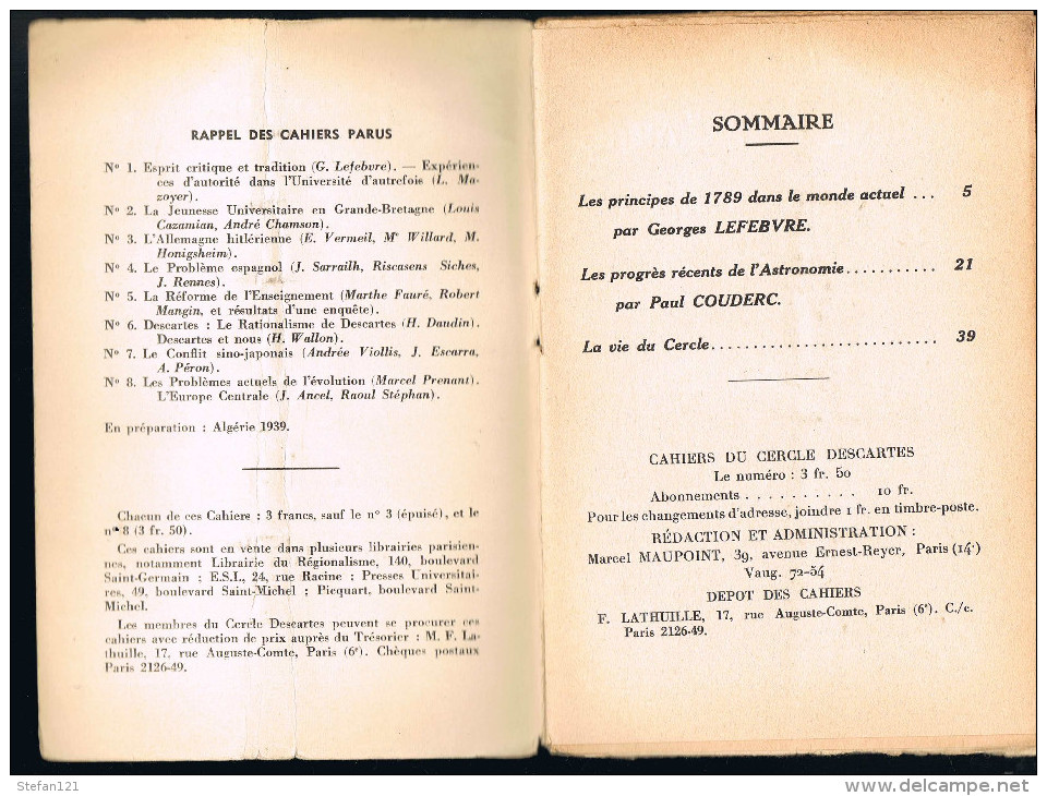 Les Principes De 1789 En 1939 - L'Astronomie Moderne - 1939 - 40 Pages 19,7 X 13,5 Cm - Jusque 1700