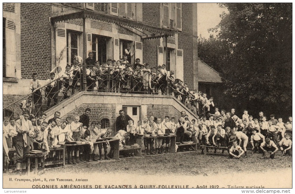 80 - QUIRY FOLLEVILLE - Colonies Amiénoises De Vacances - Août 1912 - Toilette Matinale - Autres & Non Classés