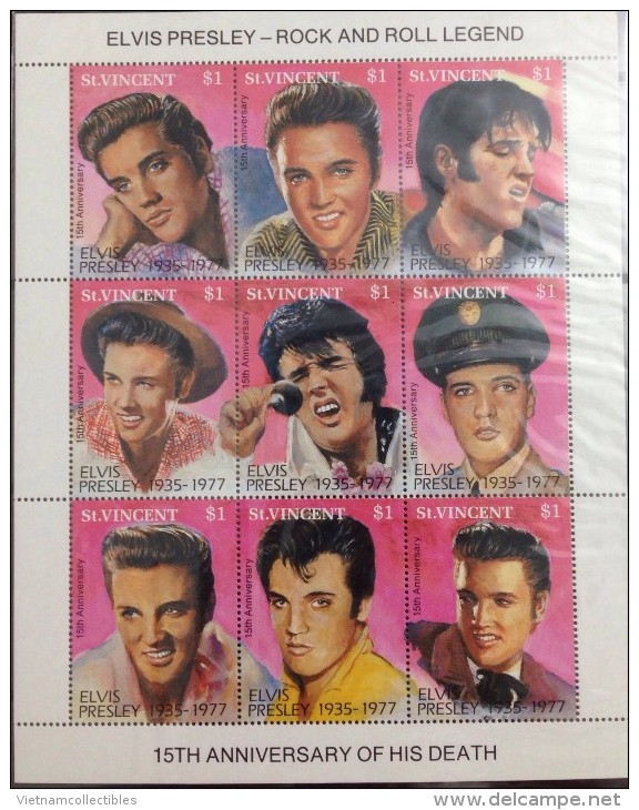 Saint Vincent MNH Sheetlet 1992 : King Of Pop Music : Elvis Presley - Oceania (Other)