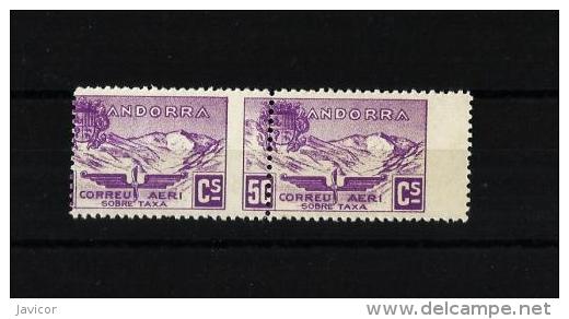 Andorra Edifil NE 14** MNH Correo Aéreo PAREJA Variedad RRR - Nuevos